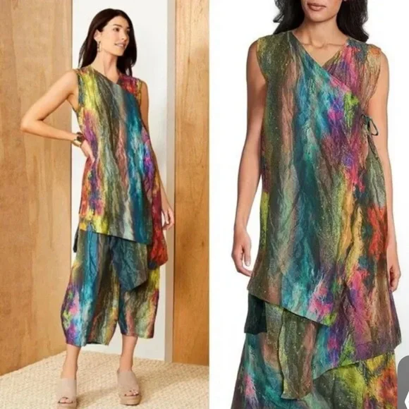 Bryn Walker women Zen Multicolor Layered Taffeta Vest and pants set - Picture 13 of 17